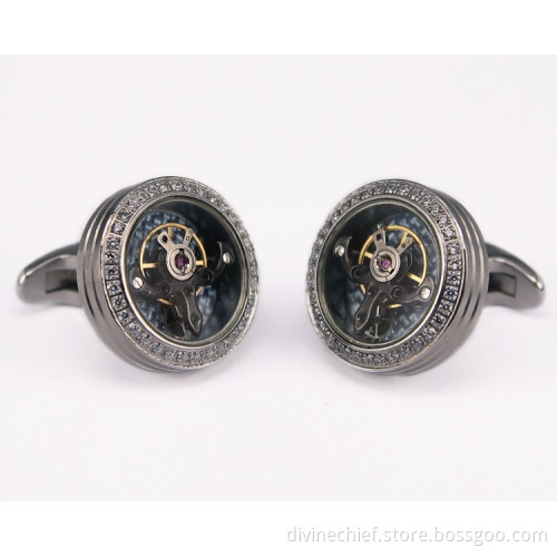 316L Stainless Steel Men Tourbillon Movement Cufflinks With Custom Your Logo